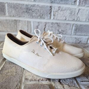 The Row Dean Lace Up Ivory Cream Canvas Leather Sneakers Size 7